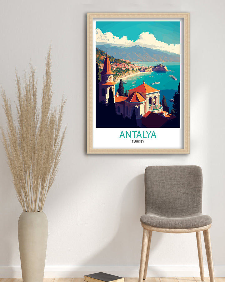 Antalya Turkey Travel Poster Antalya Wall Decor Antalya Poster Turkey Travel Posters Antalya Art Poster Antalya Illustration Antalya Wall Art