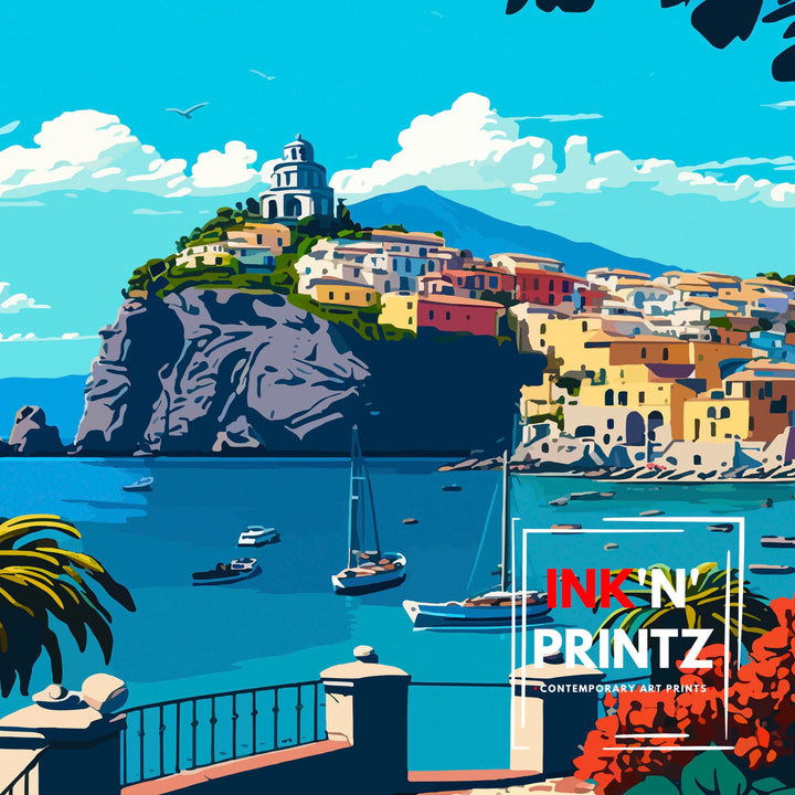 Ischia Italy Travel Poster Ischia Wall Decor Ischia Home Living Decor Ischia Italy Illustration Travel Poster Gift For Ischia Italy Home