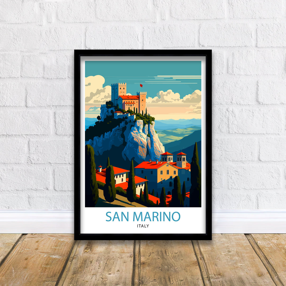 San Marino Italy Travel Poster San Marino Wall Decor San Marino Home Living Decor San Marino Italy Illustration Travel Poster Gift