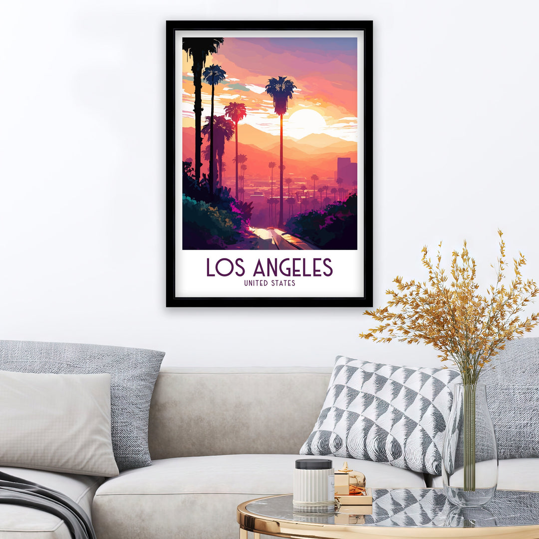 Los Angeles Travel Poster LA Wall Decor California Home Living Decor LA Illustration Travel Poster Gift for LA, California Home Decor