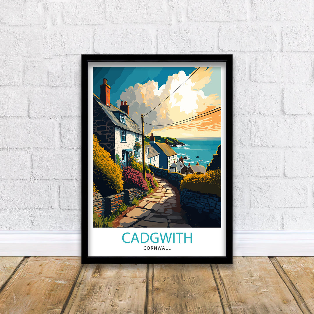 Cadgwith Cornwall Travel Poster Cadgwith Wall Art Cornwall Travel Poster Cadgwith Illustration Cornwall Home Decor Gift For Cornwall Lovers