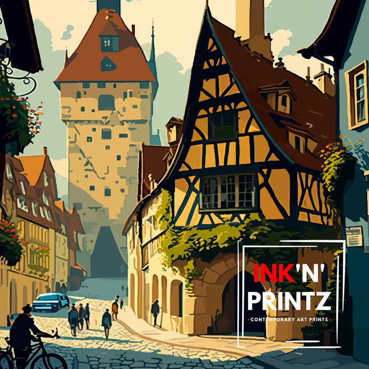 Rothenburg Travel Print Rothenburg Wall Art Rothenburg Illustration Rothenburg Travel Poster Rothenburg Germany Home Decor Rothenburg