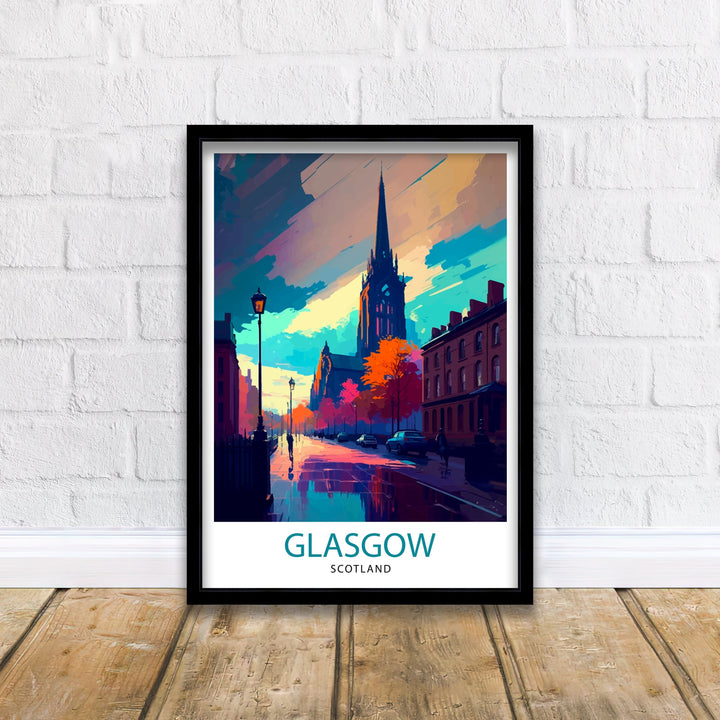 Glasgow Scotland Travel Poster Glasgow Wall Art, Glasgow Home Decor Glasgow Illustration Travel Poster Gift for Glasgow Scotland Home Decor