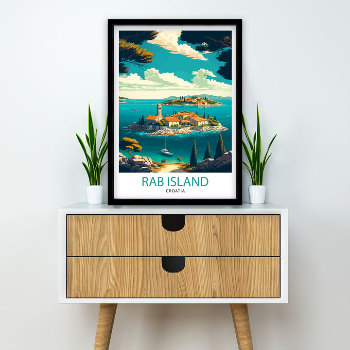 Rab Island Croatia Travel Poster Rab Island Wall Decor Rab Island Home Living Decor Rab Island Illustration Travel Poster Gift for Rab Island