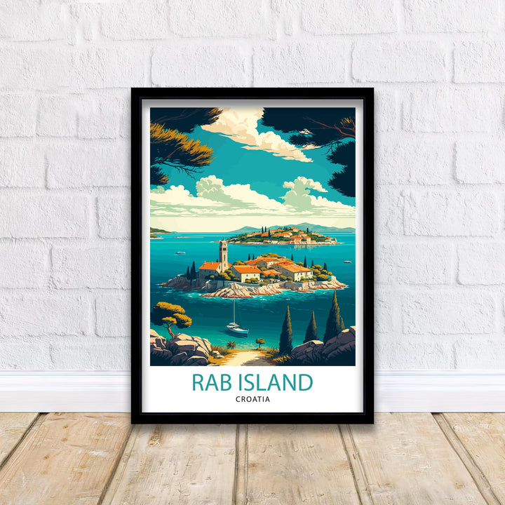 Rab Island Croatia Travel Poster Rab Island Wall Decor Rab Island Home Living Decor Rab Island Illustration Travel Poster Gift for Rab Island