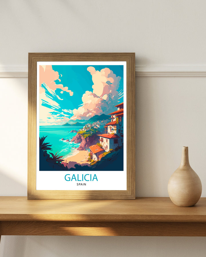 Galicia Spain Travel Poster Galicia Wall Art Galicia Home Decor Galicia Spain Illustration Galicia Travel Poster Galicia Gift