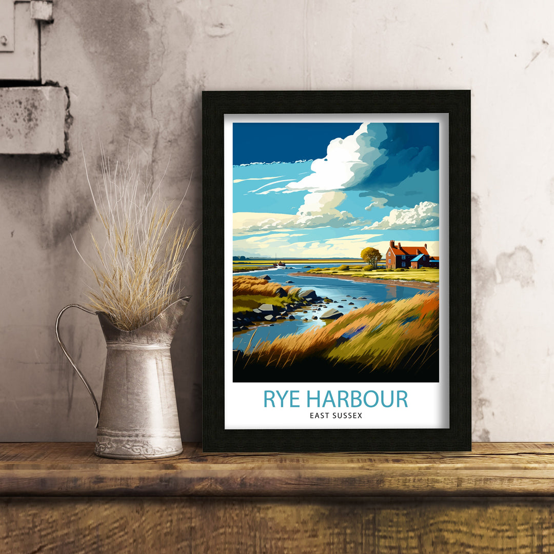 Rye Harbour Travel Print Rye Harbour Wall Art Rye Harbour Home Decor Rye Harbour Illustration Travel Poster Gift For Travelers England Print