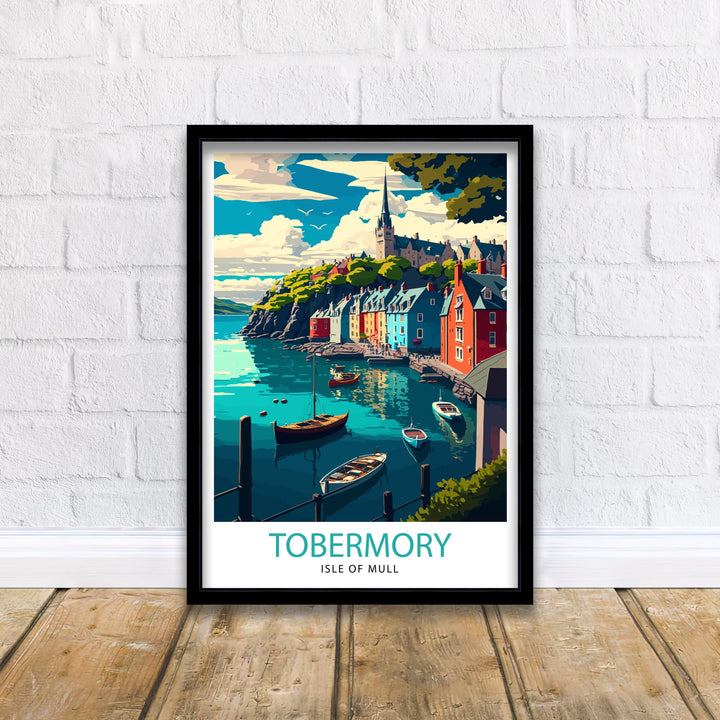 Tobermory Isle of Mull Travel Poster Scotland Wall Art Isle of Mull Illustration Travel Poster Tobermory Gift Scotland Home Decor