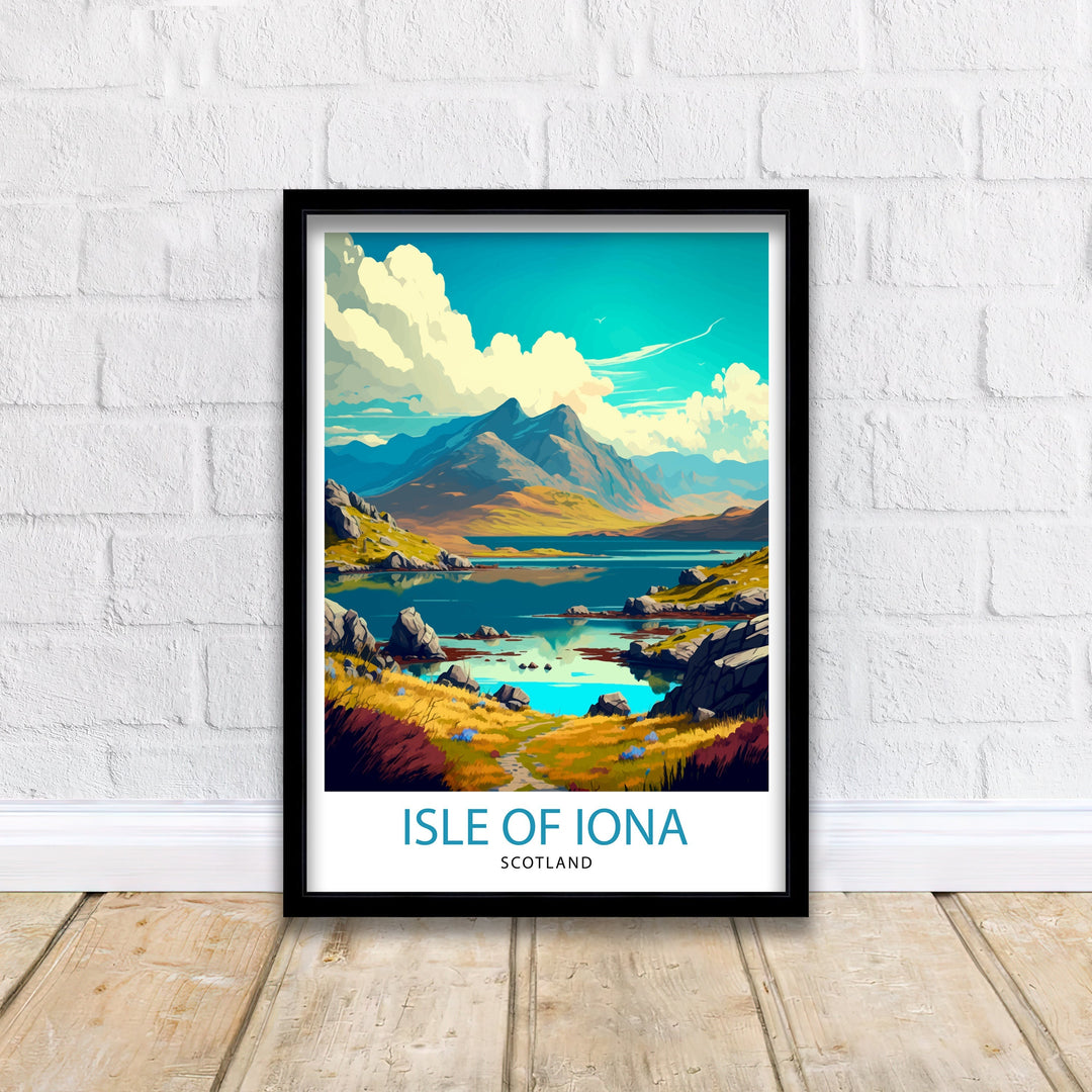 Isle of Iona Scotland Travel Poster Iona Wall Art Iona Home Decor Iona Illustration Travel Poster Iona Gift Scotland Home Decor