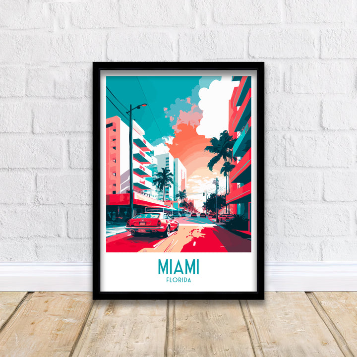 Miami Florida Travel Poster Miami Wall Decor Miami Home Living Decor Miami Florida Illustration Travel Poster Gift For Miami Florida Home