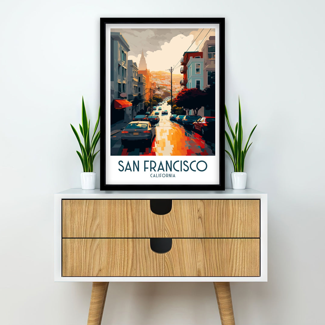 San Francisco Travel Poster San Francisco Wall Art California Home Decor San Francisco Illustration Travel Poster Golden Gate Bridge Poster