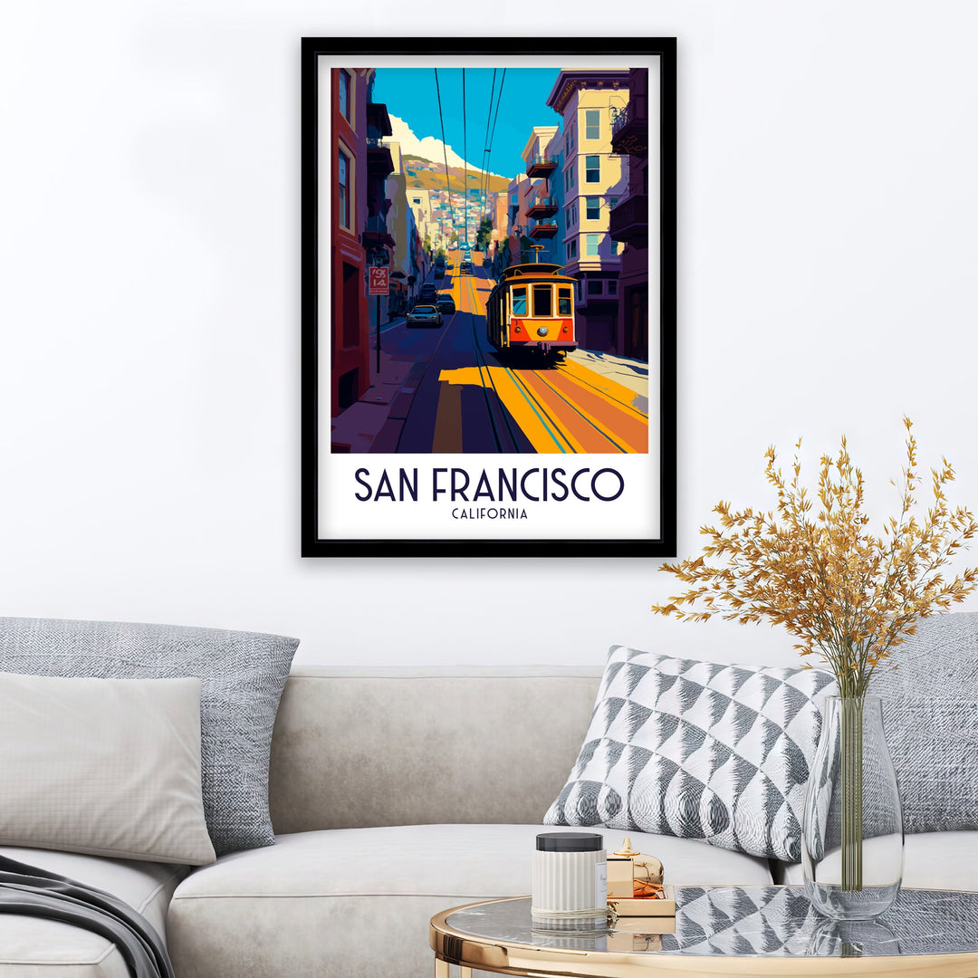 San Francisco Travel Poster San Francisco Wall Art California Home Decor San Francisco Illustration Travel Poster Golden Gate Bridge Poster