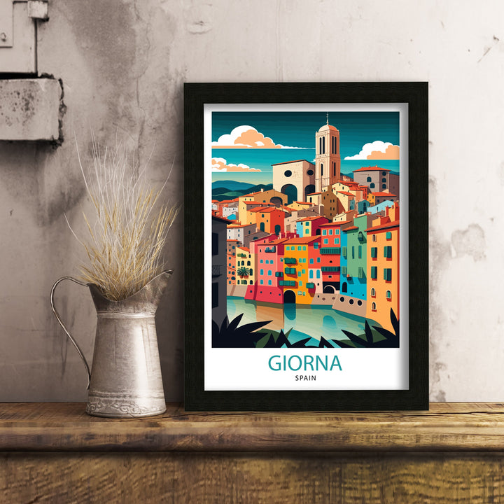 Girona Spain Travel Poster Girona Wall Decor Girona Illustration Travel Poster Gift For Spain Lovers Girona Home Decor