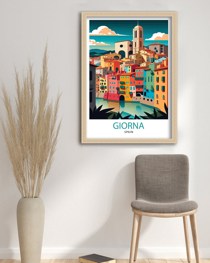 Girona Spain Travel Poster Girona Wall Decor Girona Illustration Travel Poster Gift For Spain Lovers Girona Home Decor