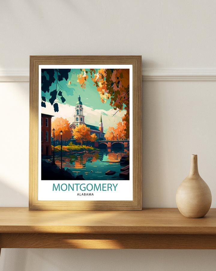 Montgomery Alabama Travel Print Montgomery Wall Art Montgomery Cityscape Alabama Travel Poster Montgomery Gift Montgomery Souvenir