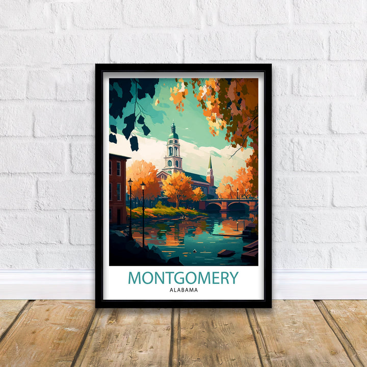 Montgomery Alabama Travel Print Montgomery Wall Art Montgomery Cityscape Alabama Travel Poster Montgomery Gift Montgomery Souvenir