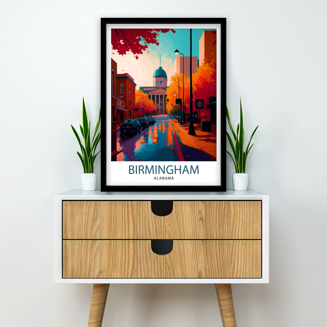 Birmingham Alabama Travel Poster Birmingham Wall Art Birmingham Cityscape Birmingham Alabama Illustration Travel Poster Birmingham Gift Home