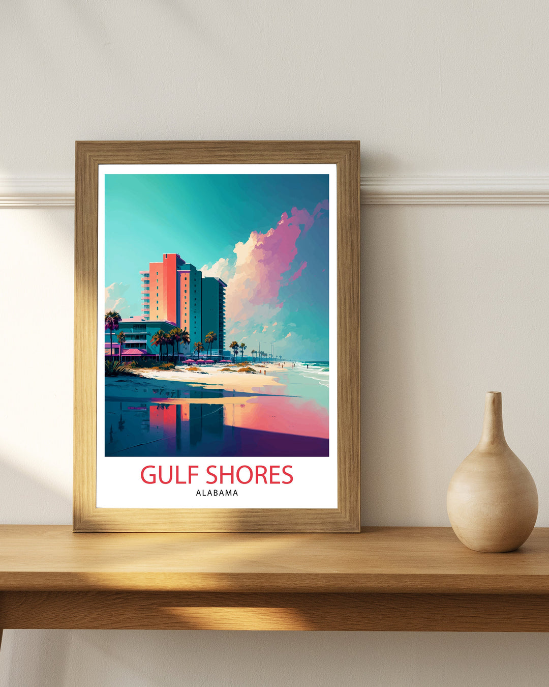 Gulf Shores Alabama Travel Print Gulf Shores Wall Art Gulf Shores Home Decor Gulf Shores Illustration Travel Poster Gift for Gulf Shores