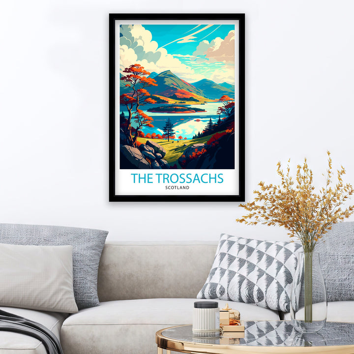 Trossachs Travel Poster Trossachs Wall Art Scotland Travel Poster Trossachs Home Decor Trossachs Landscape Illustration