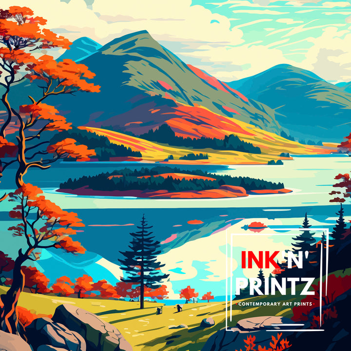 Trossachs Travel Poster Trossachs Wall Art Scotland Travel Poster Trossachs Home Decor Trossachs Landscape Illustration