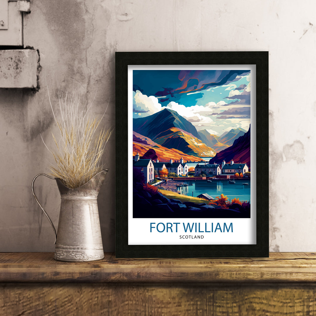 Fort William Scotland Travel Poster Fort William Wall Art Scotland Illustration Travel Poster Gift For Scotland Home Decor