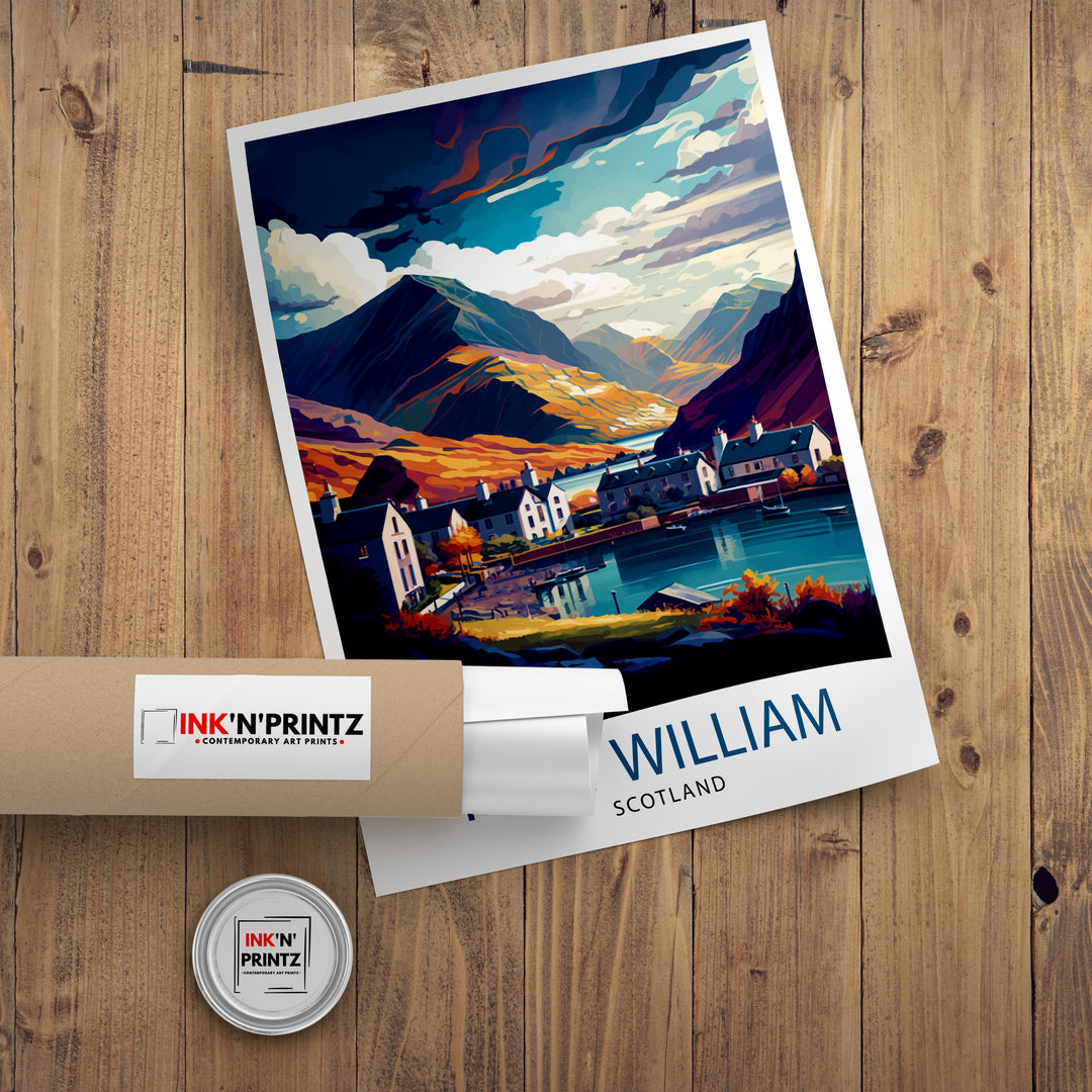 Fort William Scotland Travel Poster Fort William Wall Art Scotland Illustration Travel Poster Gift For Scotland Home Decor