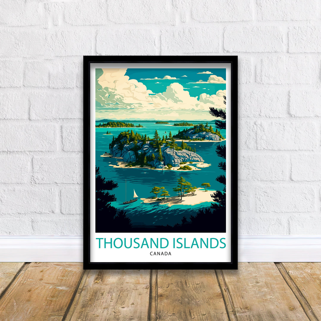 Thousand Islands Canada Travel Poster Wall Decor Illustration Travel Poster Gift For Canada Lovers Home Decor