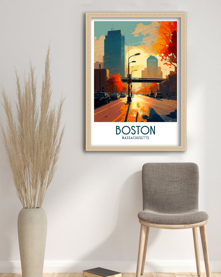 Boston Travel Poster Boston Wall Art Boston Illustration Boston Poster Boston Home Decor Boston Gift Boston Art