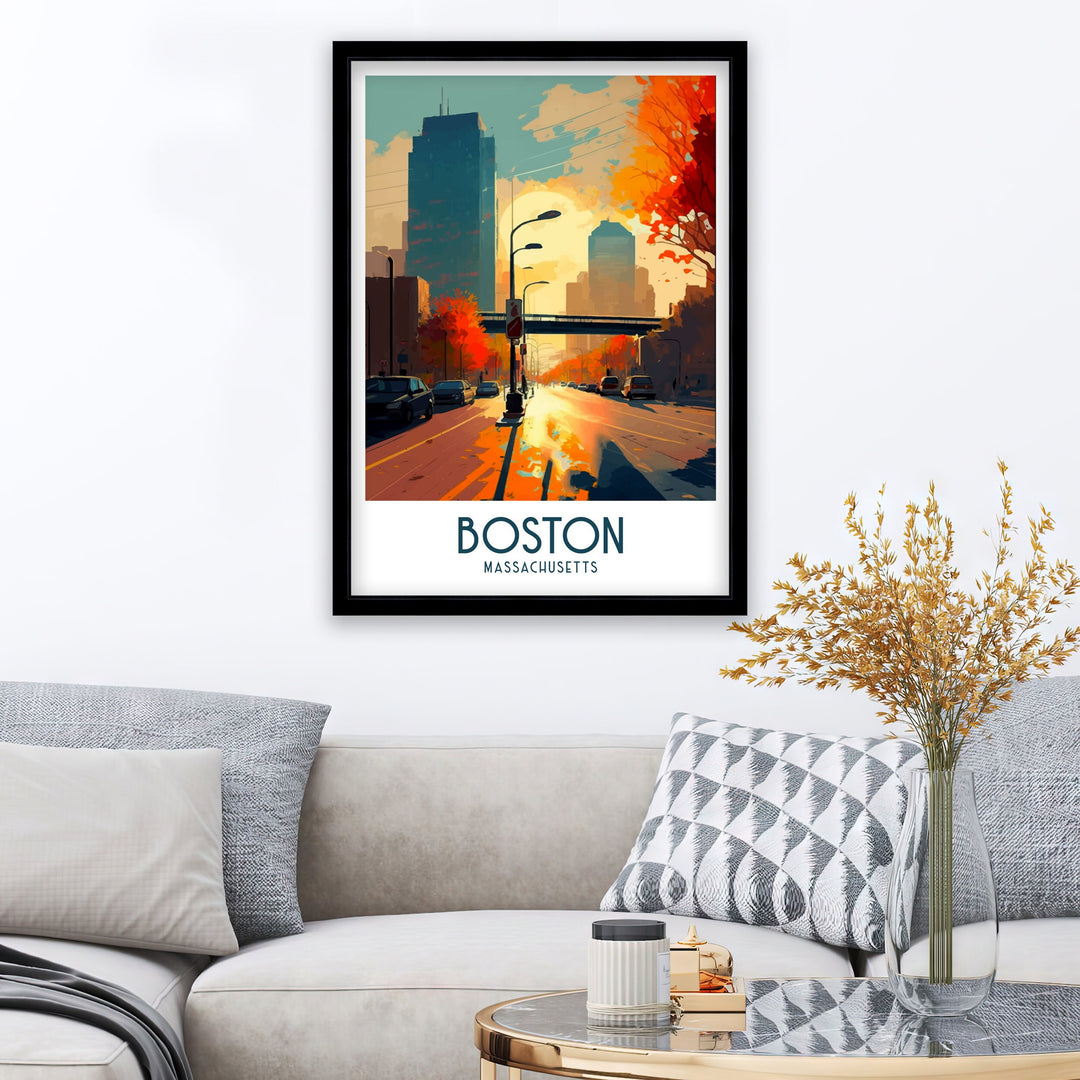 Boston Travel Poster Boston Wall Art Boston Illustration Boston Poster Boston Home Decor Boston Gift Boston Art