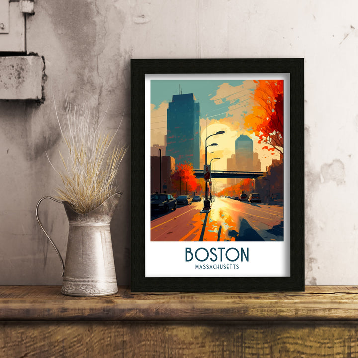 Boston Travel Poster Boston Wall Art Boston Illustration Boston Poster Boston Home Decor Boston Gift Boston Art