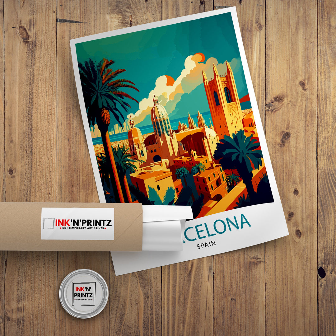 Barcelona Spain Travel Poster Barcelona Wall Decor Spain Illustration Travel Poster Barcelona Gift Spain Home Decor