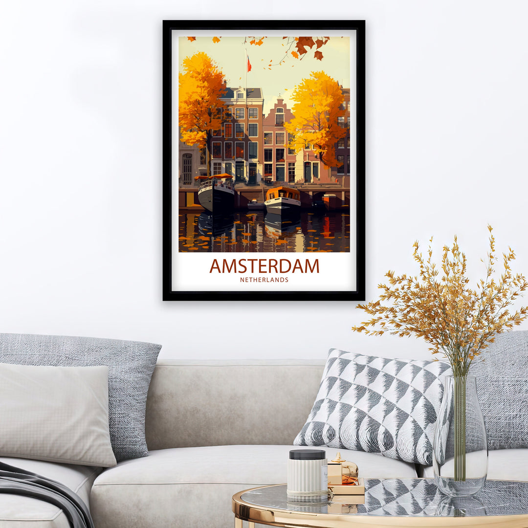 Amsterdam Travel Print Amsterdam Wall Art Amsterdam Home Decor Amsterdam Illustration Travel Poster Netherlands Print Gift for Amsterdam