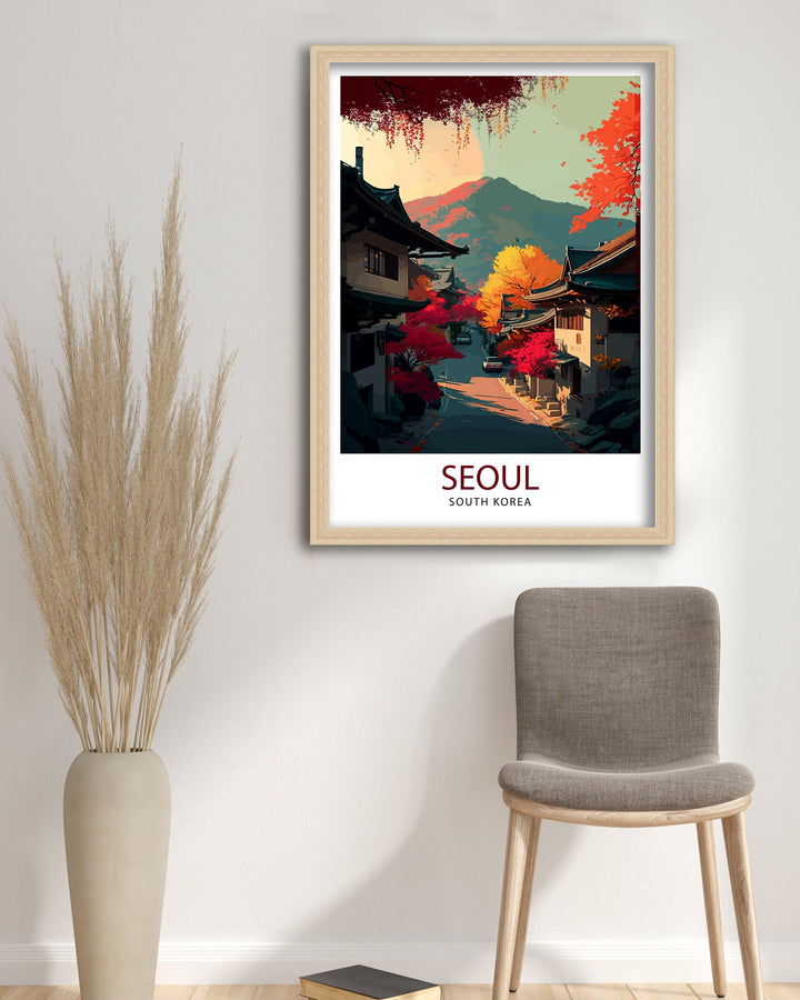 Seoul Korea Travel Print Seoul Wall Decor Korea Travel Poster Seoul Illustration Korean Home Decor Seoul Cityscape Print