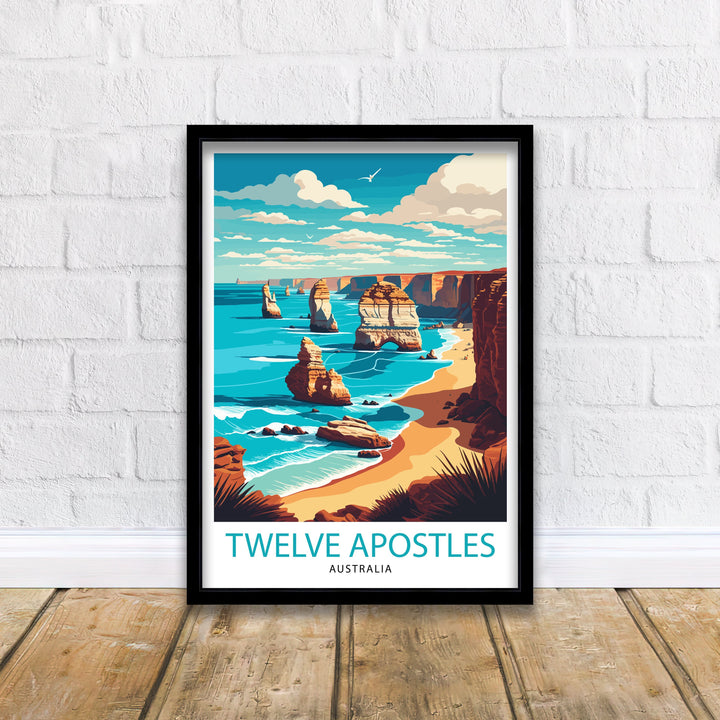 Twelve Apostles Australia Travel Poster Wall Decor, Home Living Decor Illustration Travel Poster Gift For Australia Home Decor