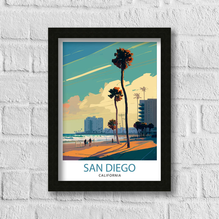 San Diego Travel Poster San Diego Wall Decor San Diego Illustration San Diego California Poster San Diego Gift San Diego Home Decor