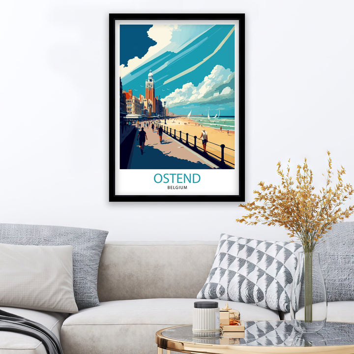 Ostend Belgium Travel Poster Ostend Wall Art Ostend Home Decor Ostend Belgium Illustration Travel Poster Gift For Belgium Belgium Home Decor