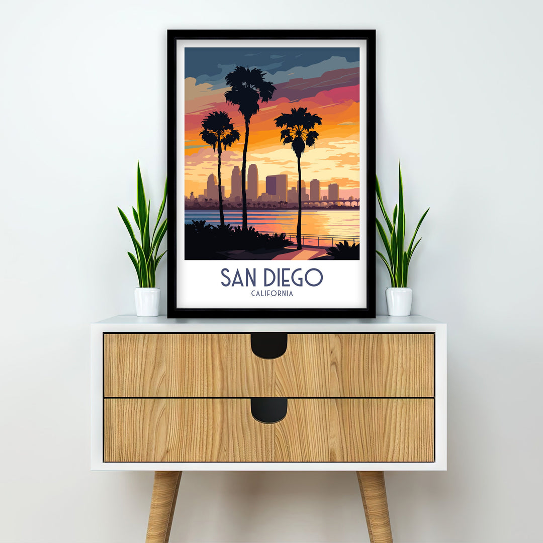 San Diego Travel Poster San Diego Wall Art California Illustration San Diego Travel Poster San Diego Home Decor San Diego Gift