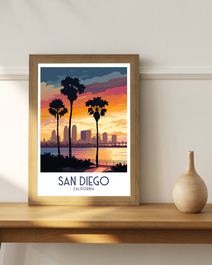 San Diego Travel Poster San Diego Wall Art California Illustration San Diego Travel Poster San Diego Home Decor San Diego Gift