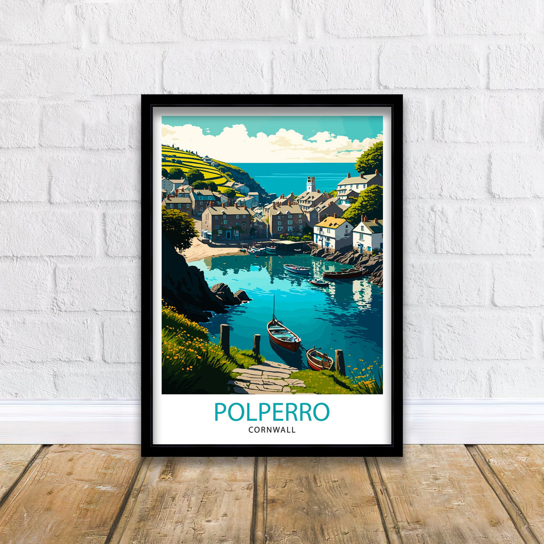 Polperro Cornwall Travel Poster Wall Decor Home Living Decor Cornwall Illustration Travel Poster Gift For Cornwall Cornwall Home Decor