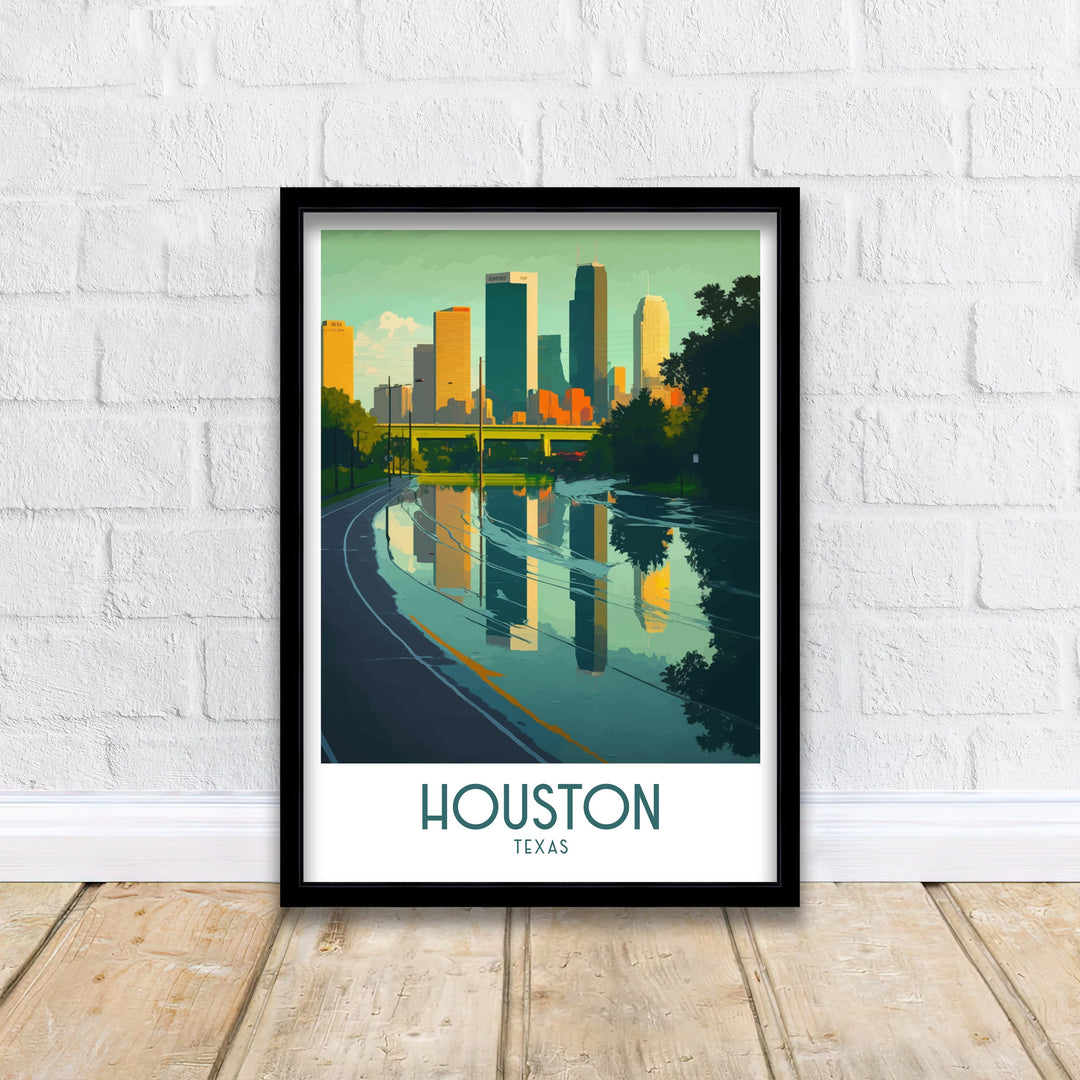 Houston Texas Travel Poster Houston Wall Art Houston Texas Poster Houston Skyline Illustration Houston Texas Gift Houston Decor