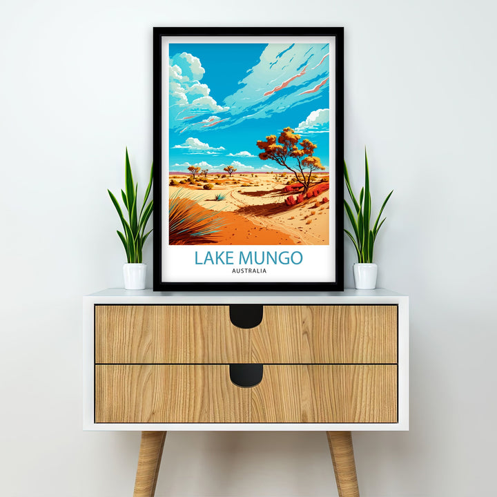 Lake Mungo Australia Travel Poster Lake Mungo Wall Art Australia Travel Poster Lake Mungo National Park Illustration Gift for Australia