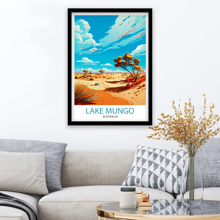 Lake Mungo Australia Travel Poster Lake Mungo Wall Art Australia Travel Poster Lake Mungo National Park Illustration Gift for Australia