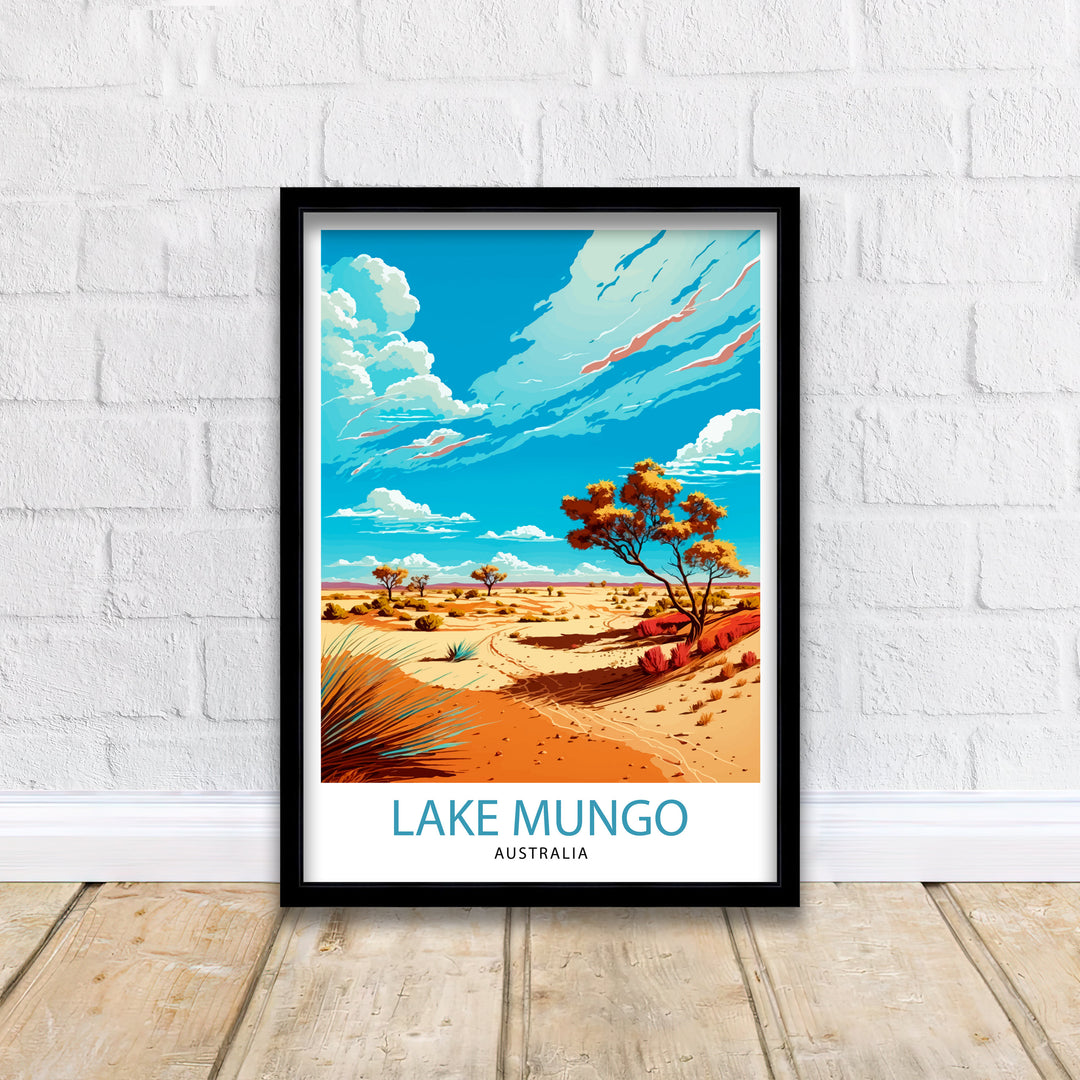 Lake Mungo Australia Travel Poster Lake Mungo Wall Art Australia Travel Poster Lake Mungo National Park Illustration Gift for Australia