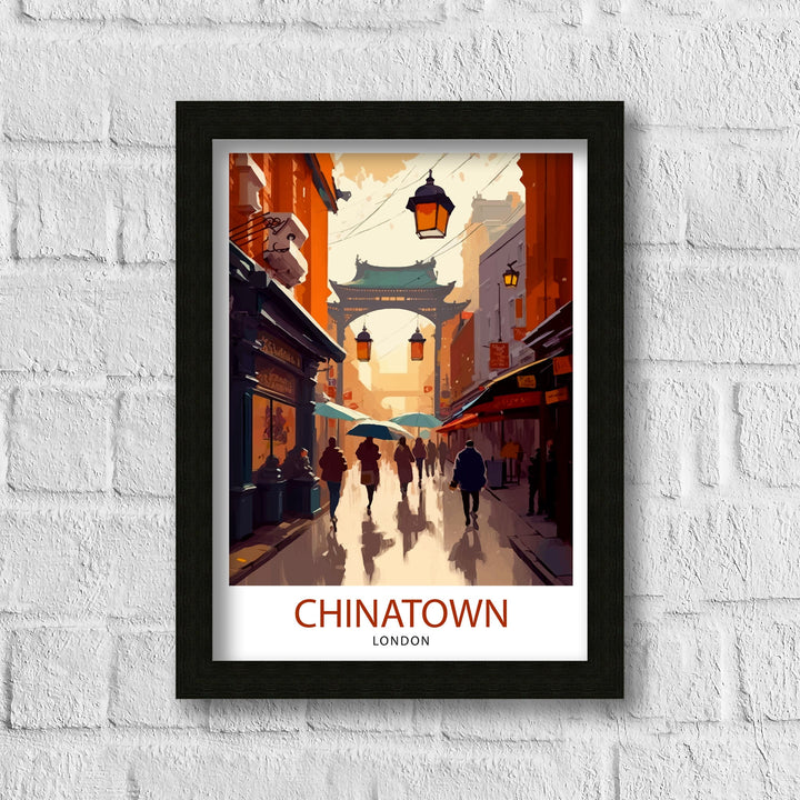 Chinatown London Travel Print Wall Decor, Home Living Decor Illustration Travel Poster Gift For London Lovers UK Home Decor