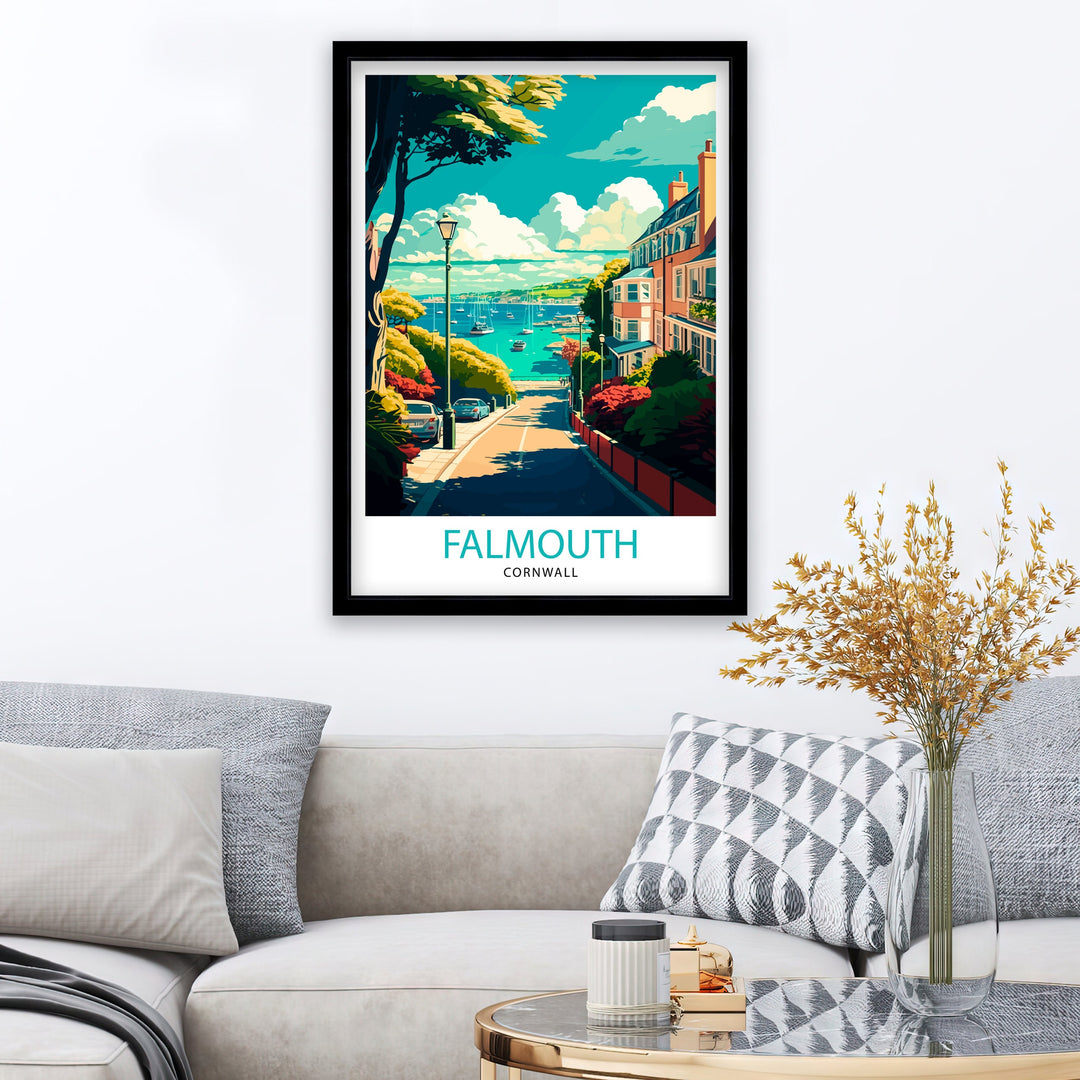 Falmouth Cornwall Travel Poster Falmouth Wall Art Falmouth Home Decor Falmouth Illustration Travel Poster Gift For Falmouth - Cornwall Home