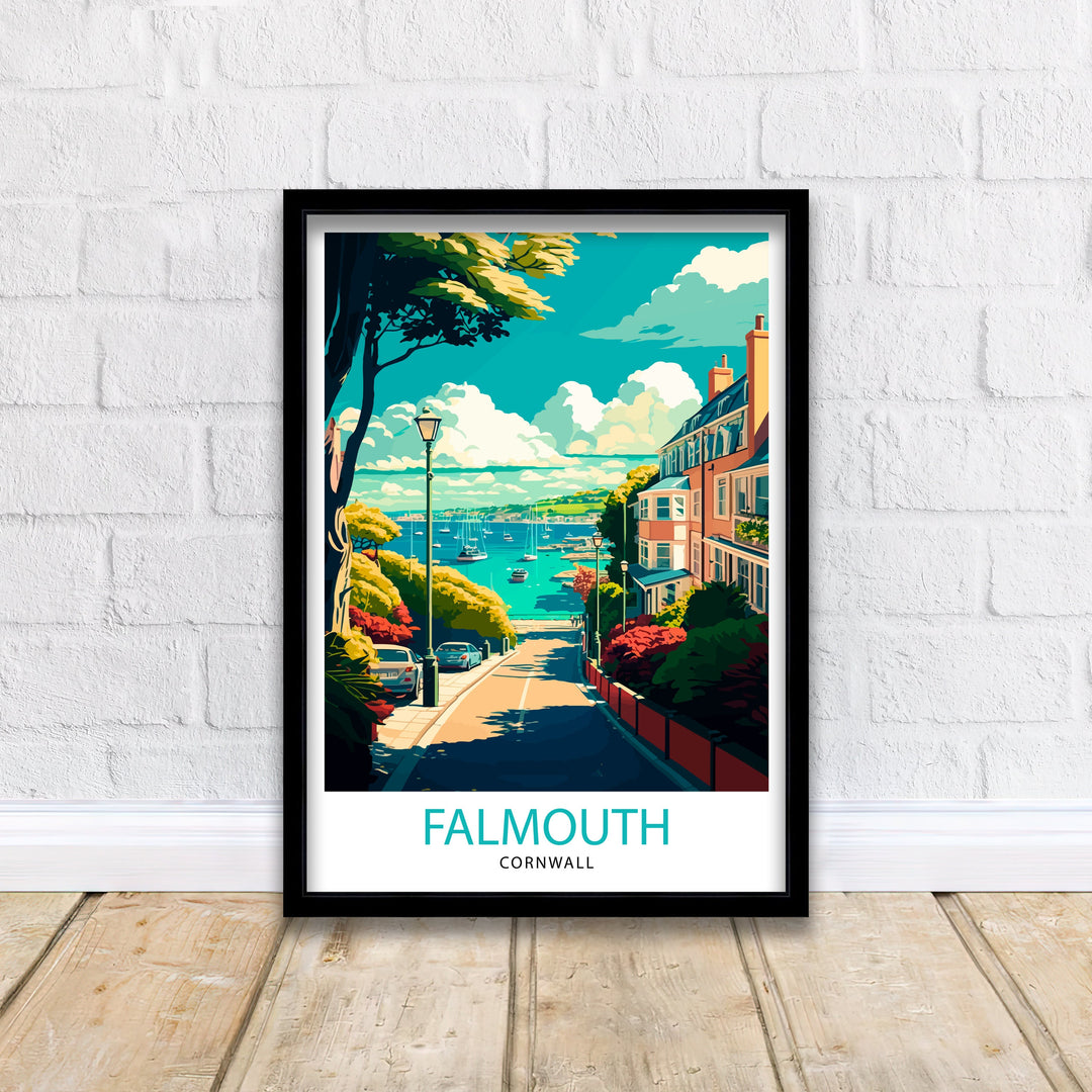 Falmouth Cornwall Travel Poster Falmouth Wall Art Falmouth Home Decor Falmouth Illustration Travel Poster Gift For Falmouth - Cornwall Home