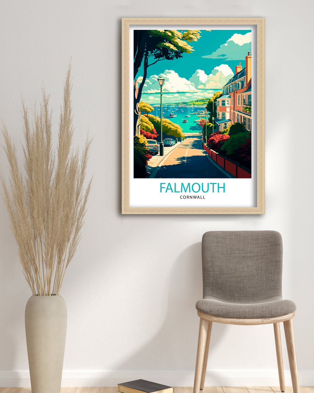 Falmouth Cornwall Travel Poster Falmouth Wall Art Falmouth Home Decor Falmouth Illustration Travel Poster Gift For Falmouth - Cornwall Home