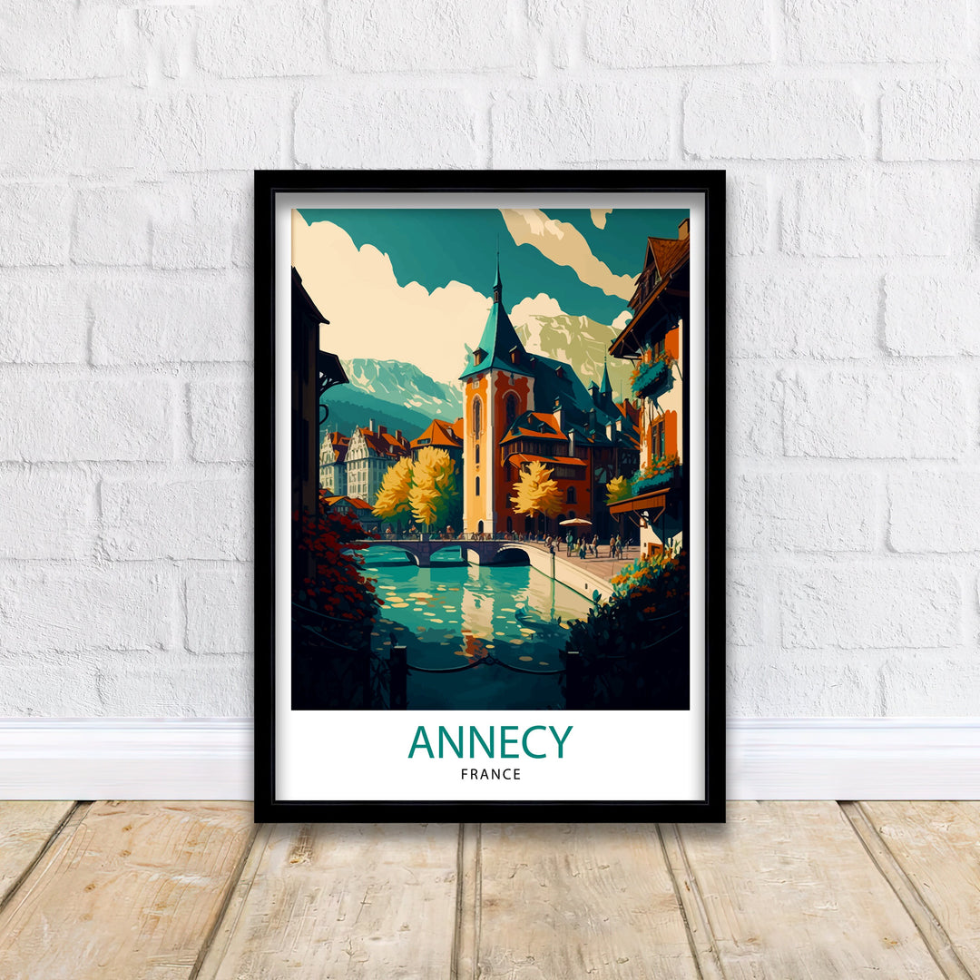 Annecy France Travel Poster Annecy Wall Art France Travel Poster Annecy Lake Illustration Gift for Annecy Traveler Annecy Home Decor