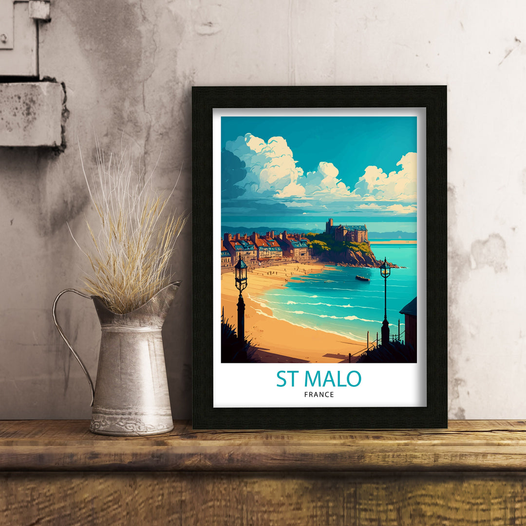 St Malo France Travel Poster St Malo Wall Art St Malo Home Decor St Malo Illustration Travel Poster Gift For St Malo France Home