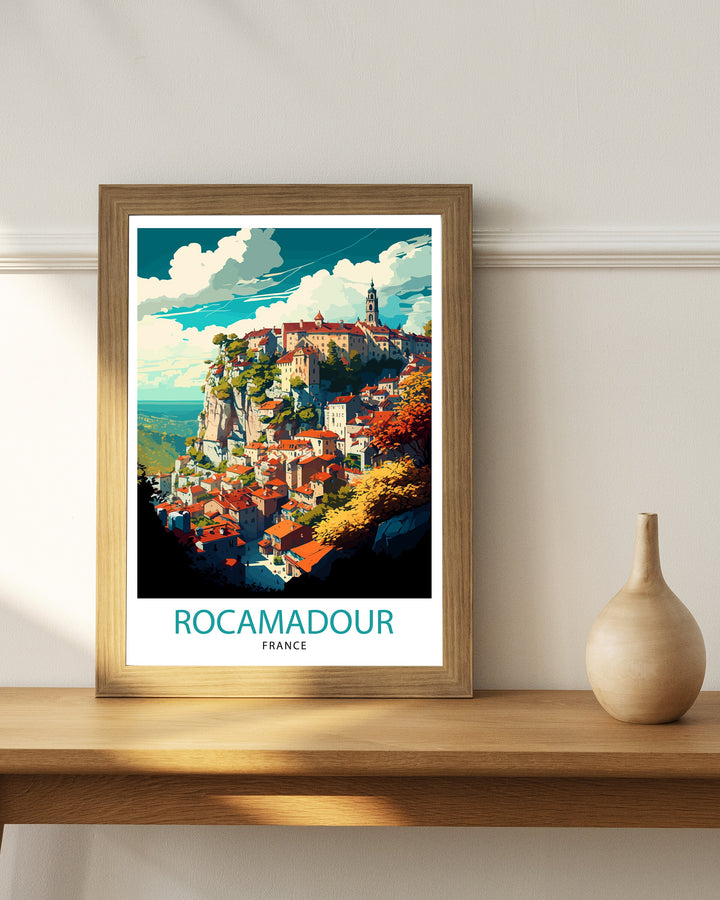 Rocamadour France Travel Poster Wall Decor Home Living Decor France Illustration Travel Poster Gift For France Home Decor